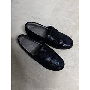 Alegria Women’s Comfort Shoes Size 38 EU Black Shimmer Slip-On Leather